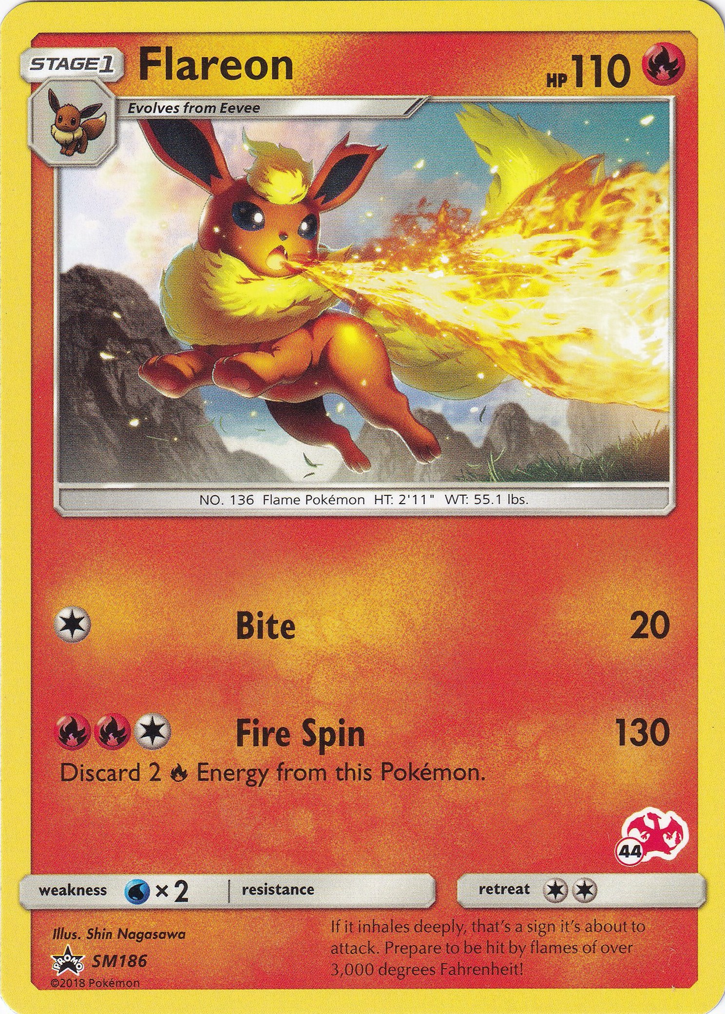 Flareon - SM186 (#44 Charizard Stamped) - Battle Academy - Pokemon