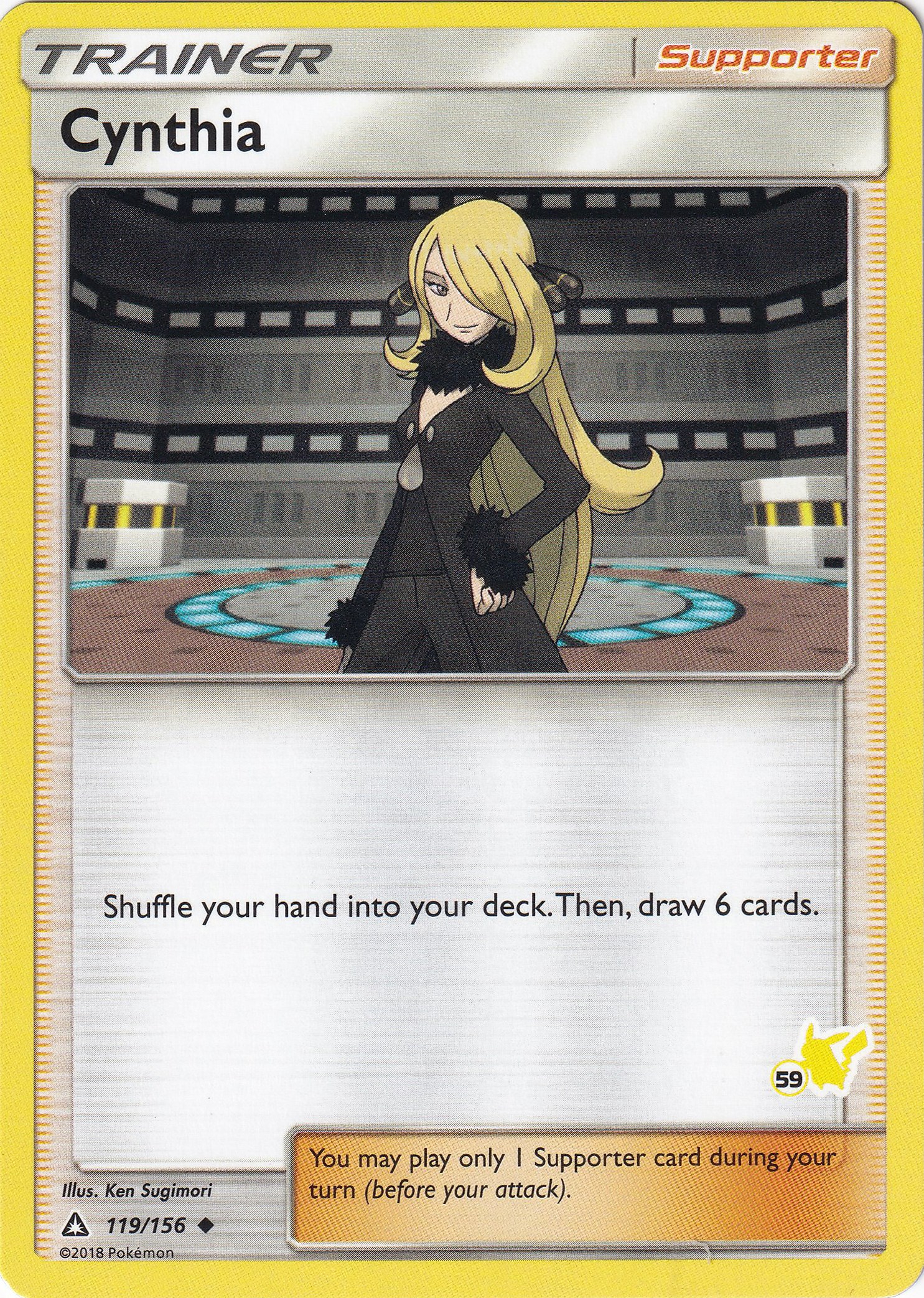 Cynthia - 119/156 (#59 Pikachu Stamped) - Battle Academy - Pokemon