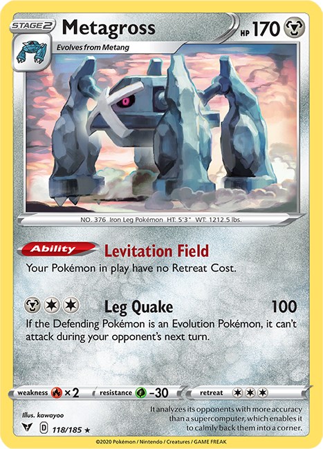 Pokémon Card TCG Vivid Voltage Metagross Rare Reverse Holo 118/185 Pack Fresh 
