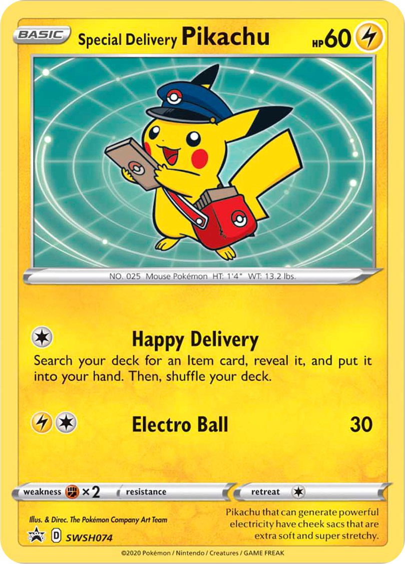 Sealed New Special Delivery Pikachu Pokémon Center Promo Card SWSH074 