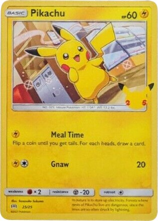 Shiny pikachu Pokemon card rare 25th Anniversary promo