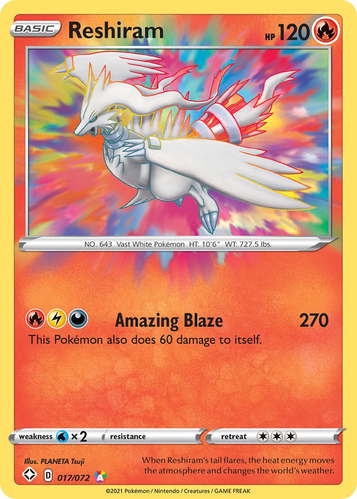 Reshiram - 017/072 Shining Fates AMAZING RARE Pokemon - NM/MINT