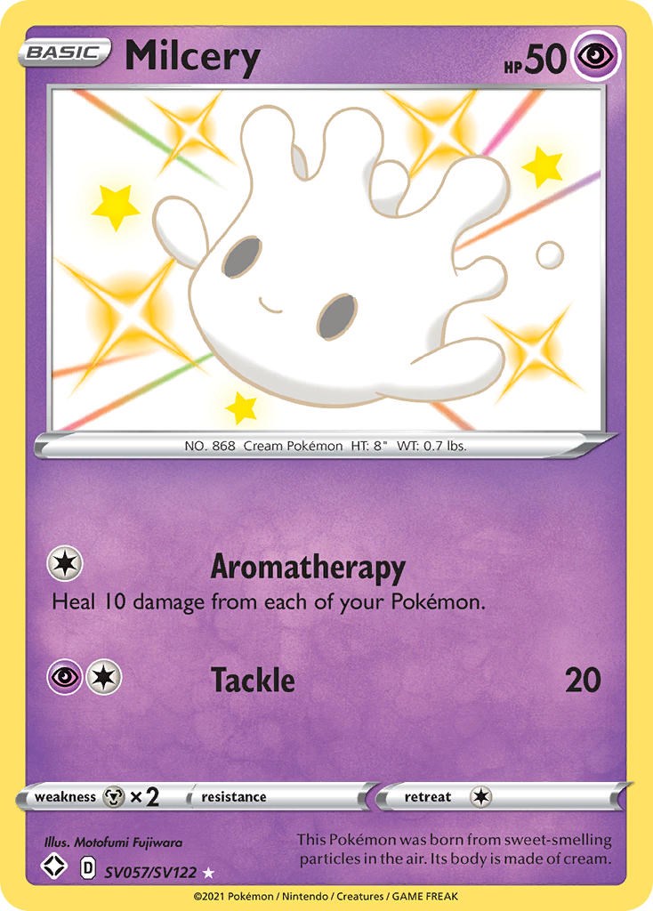 Pokemon Card Milcery SV057/SV122 Shiny HOLO RARE Shining Fates N/M Pack Fresh 
