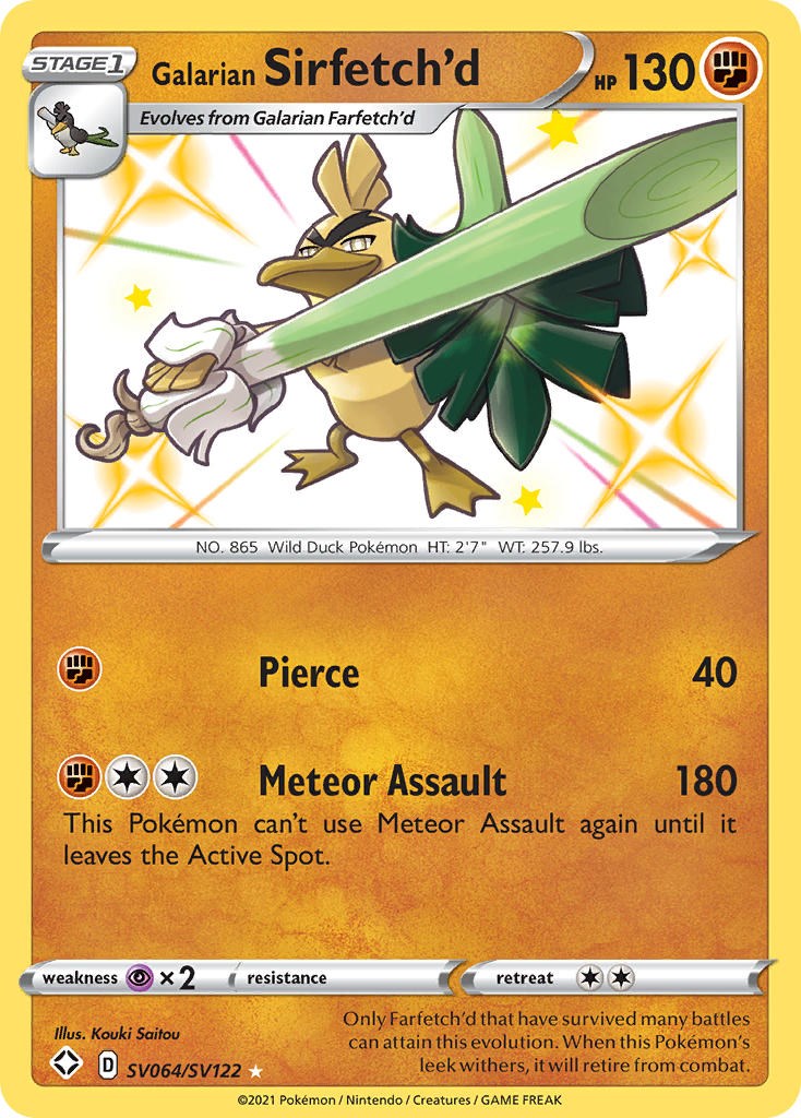 2021 Pokémon Shining Fates Galarian Sirfetch'd Holo SV064/SV122