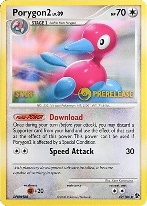 Porygon2 - 49/106 (Prerelease) [Staff] card artwork