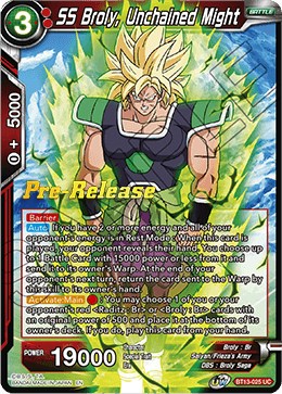 SS Broly, Unchained Might - Supreme Rivalry Pre-Release Cards - Dragon ...