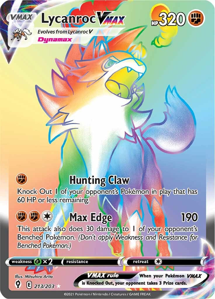 Lycanroc VMAX Rainbow Shiny Holographic UV Printed Plastic -  Portugal