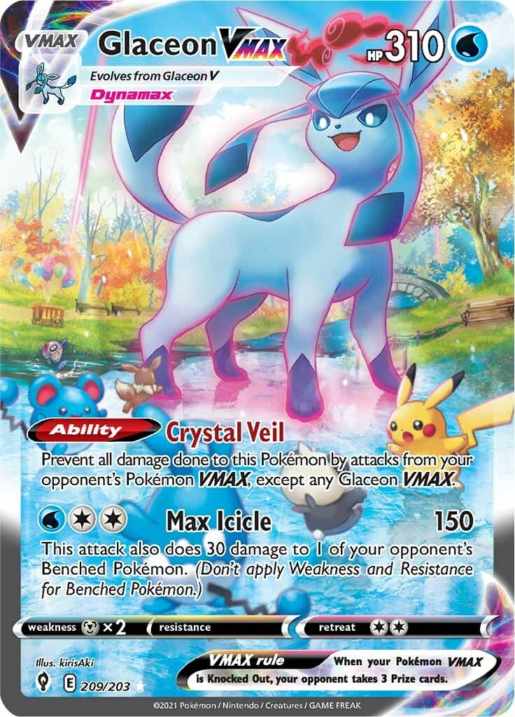 Glaceon VMAX (Alternate Art Secret) - SWSH07: Evolving Skies - Pokemon