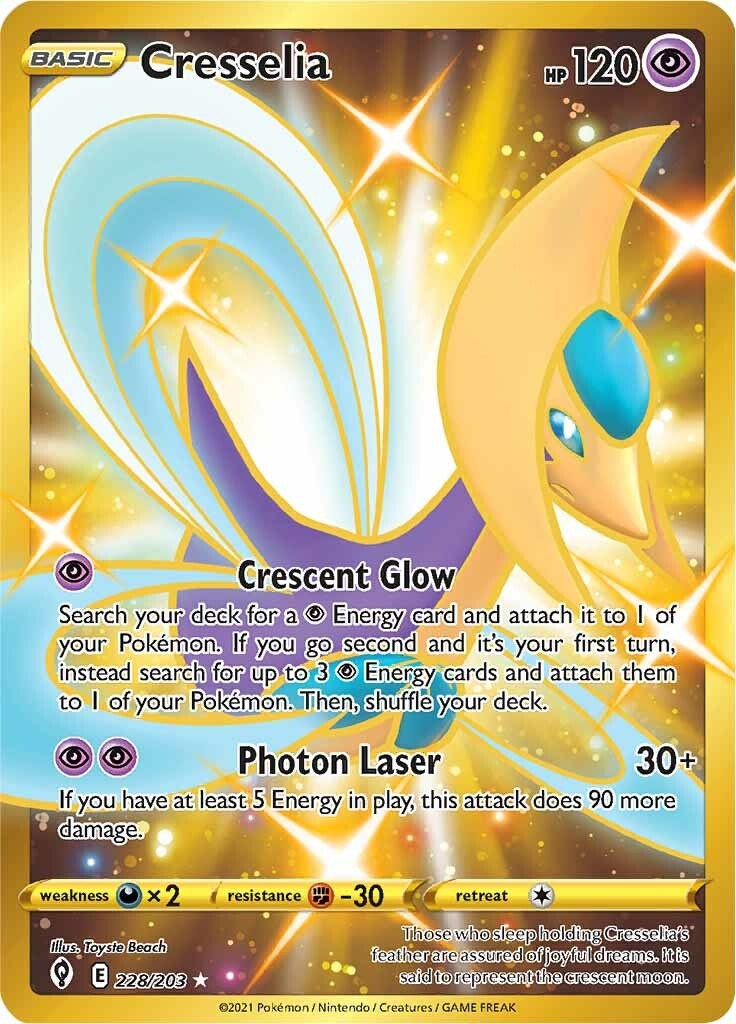 Carte Pokemon Cresselia Gold 228/203 De Evolution Celeste