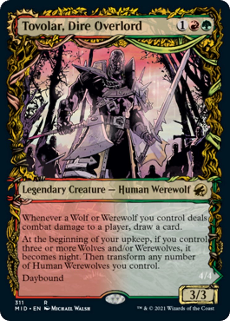 Three werewolves at night forest mtg fantasy art