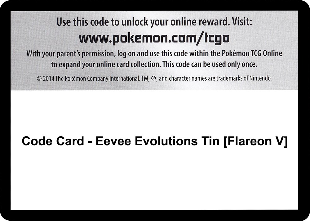 Code Card - Eevee Evolutions Tin [Flareon V] - SWSH07: Evolving Skies -  Pokemon