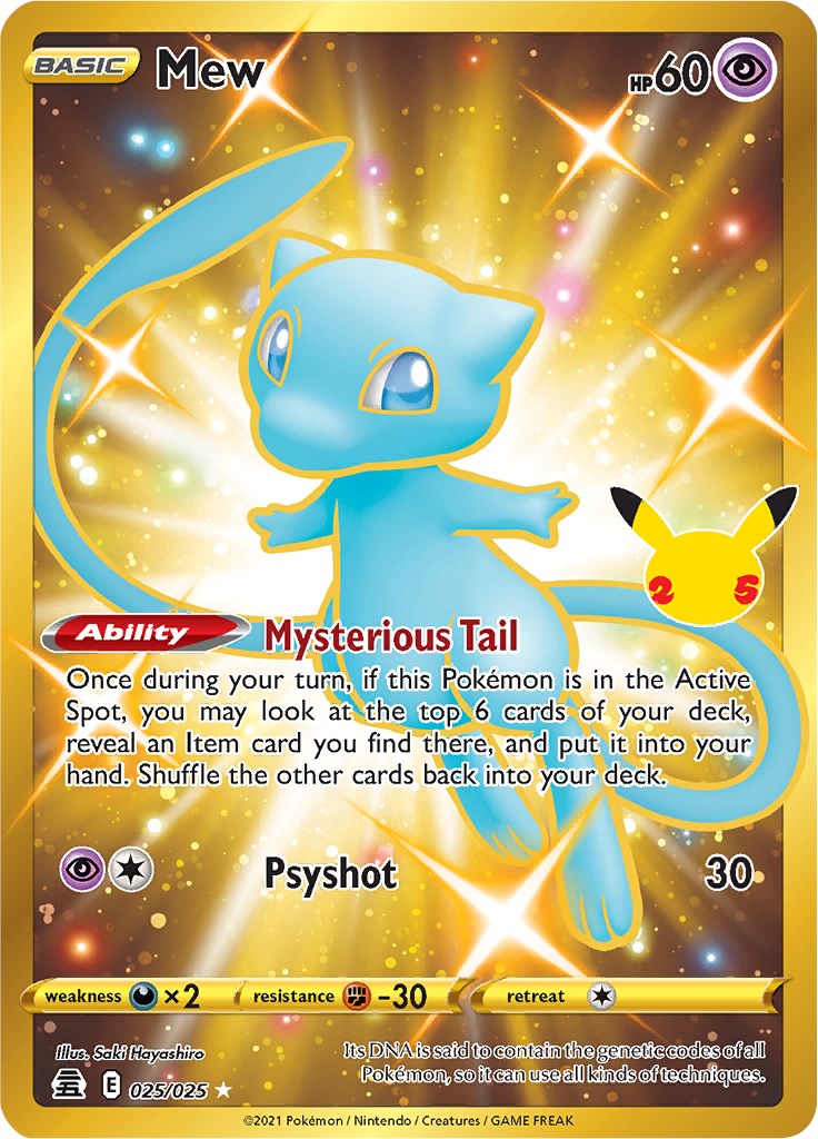 English Pokemon Card Metal, Golden Pokemon Mew Card