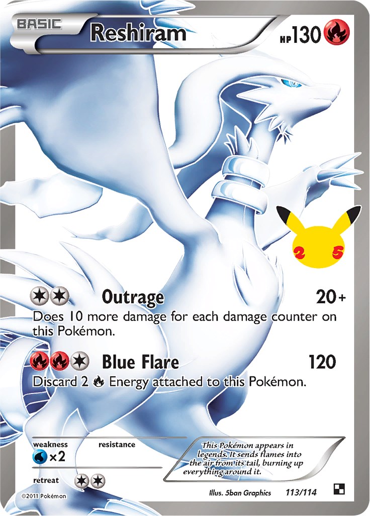 Reshiram - 002/025 Celebrations 25th Anniversary Holo Rare Pokemon