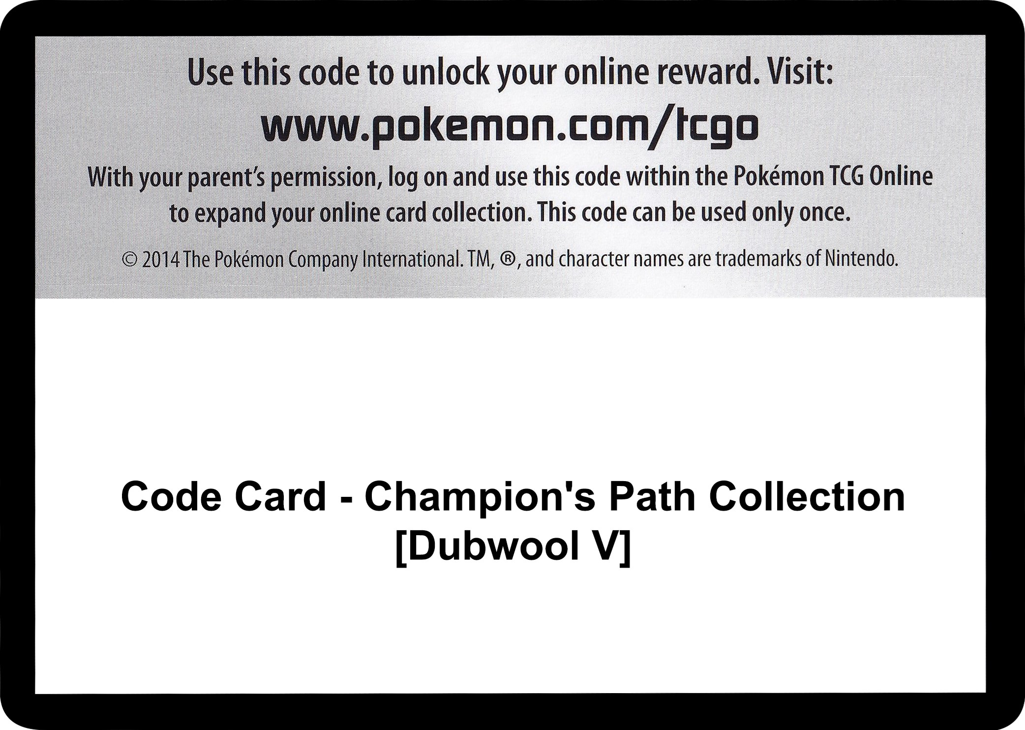 Code Card - Champion's Path Collection [Dubwool V] - Champion's Path -  Pokemon