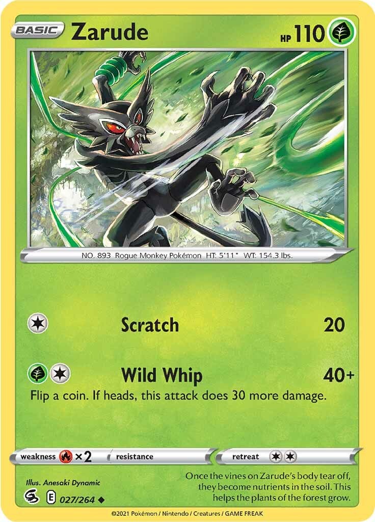 Zarude 27/264 Fusion Strike Reverse Holo Uncommon Pokémon TCG