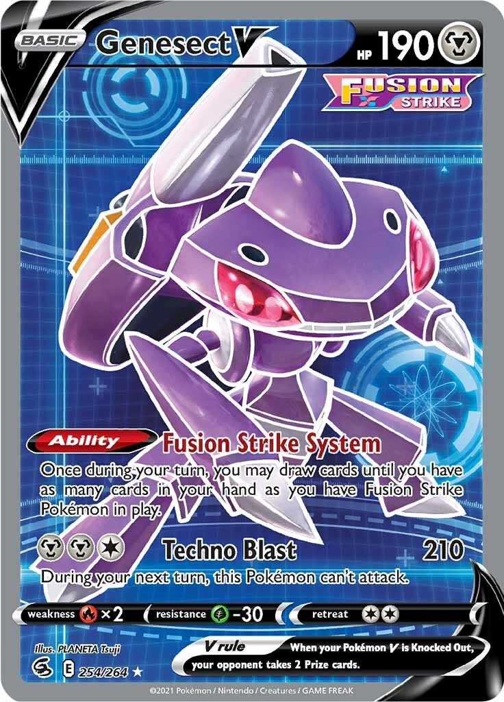 Genesect V 254/264 Fusion Strike Full Art Pokemon Card Near Mint