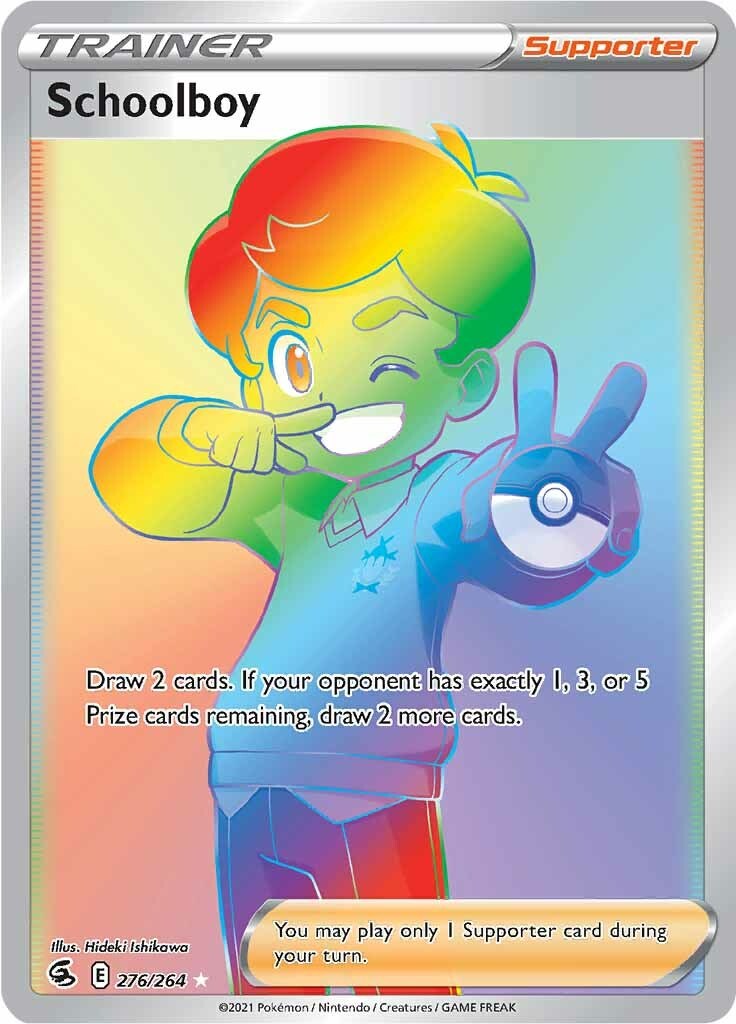 Carte Pokémon arc-en-ciel Holo Schoolboy Trainer Support Mega ultra rare