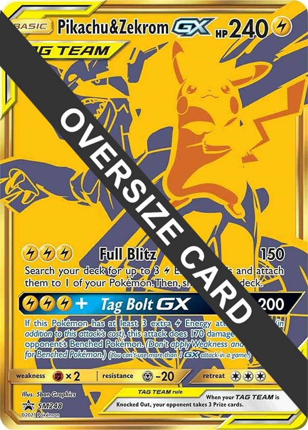 Jumbo Pokemon Reshiram Charizard GX Tag Team Gold Promo SM247 Large Card NM