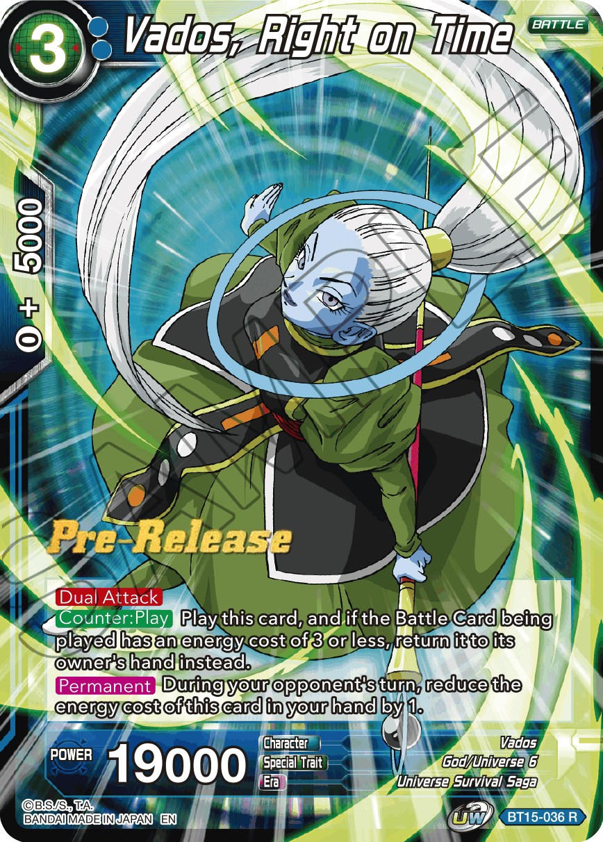 Vados, Right on Time - Saiyan Showdown Pre-Release Cards - Dragon Ball  Super: Masters