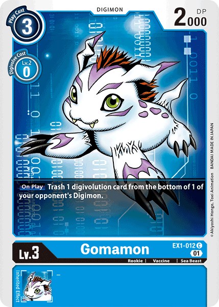 13 Gomamon 16 of 34 Rookie Digimons 2000 Digimon CCG Card NM