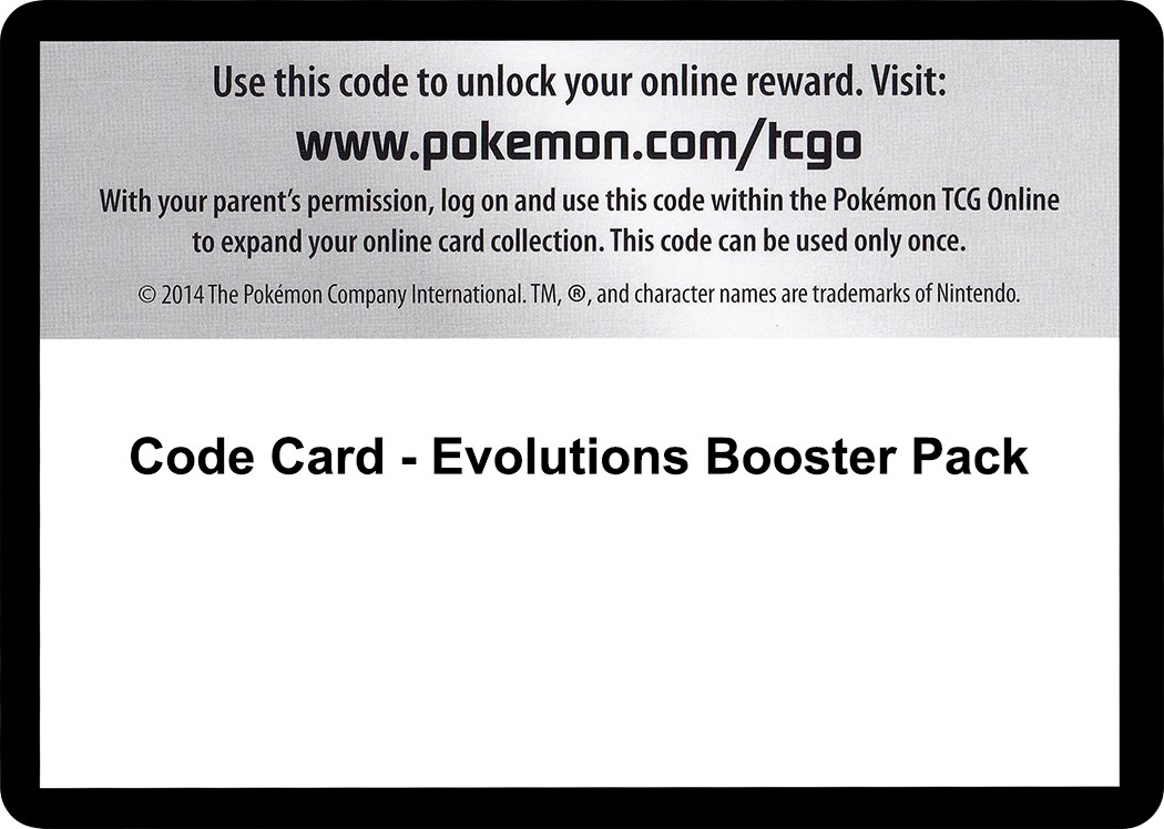 POKEMON XY EVOLUTIONS BOOSTER PACK CODE TRADING CARD GAME ONLINE