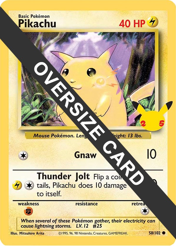 Pikachu (58/102) - Carta Gigante Pokemon / Oversize - Celebrações