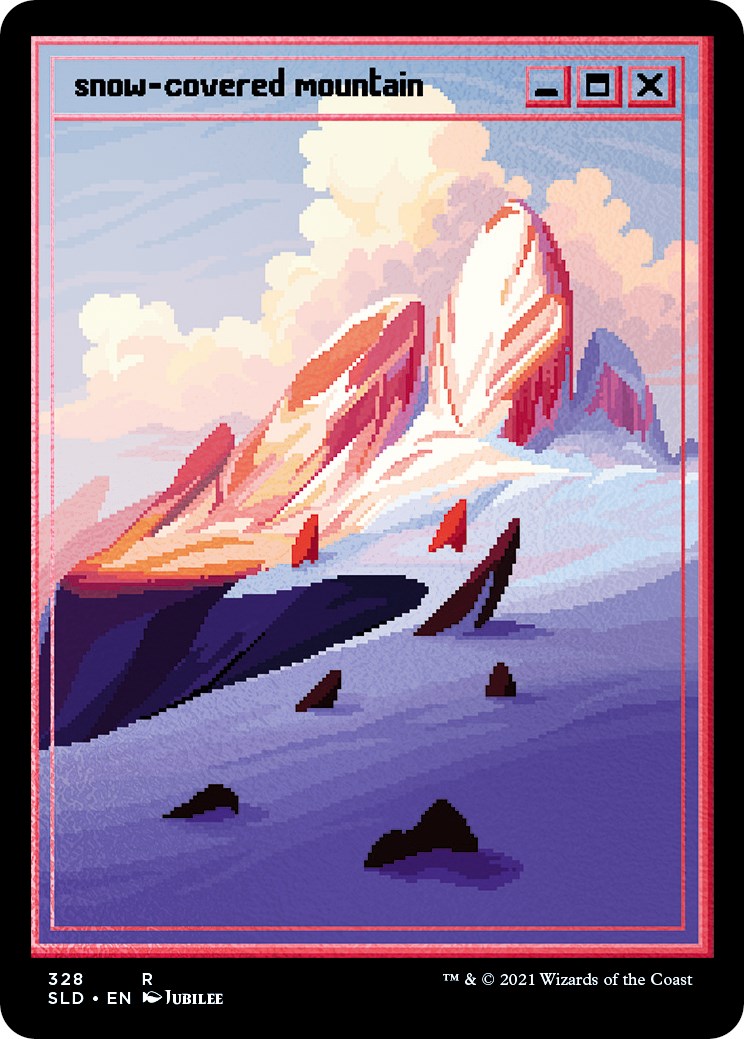 Snow-Covered Mountain (PixelSnowLands.jpg) (Foil Etched)