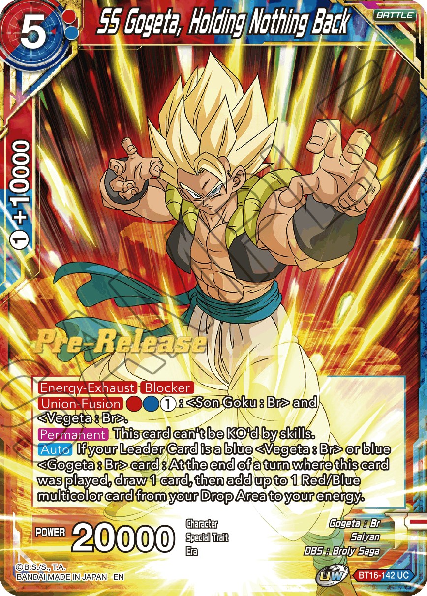 SS Gogeta, Holding Nothing Back - Realm of the Gods Pre-Release Cards ...