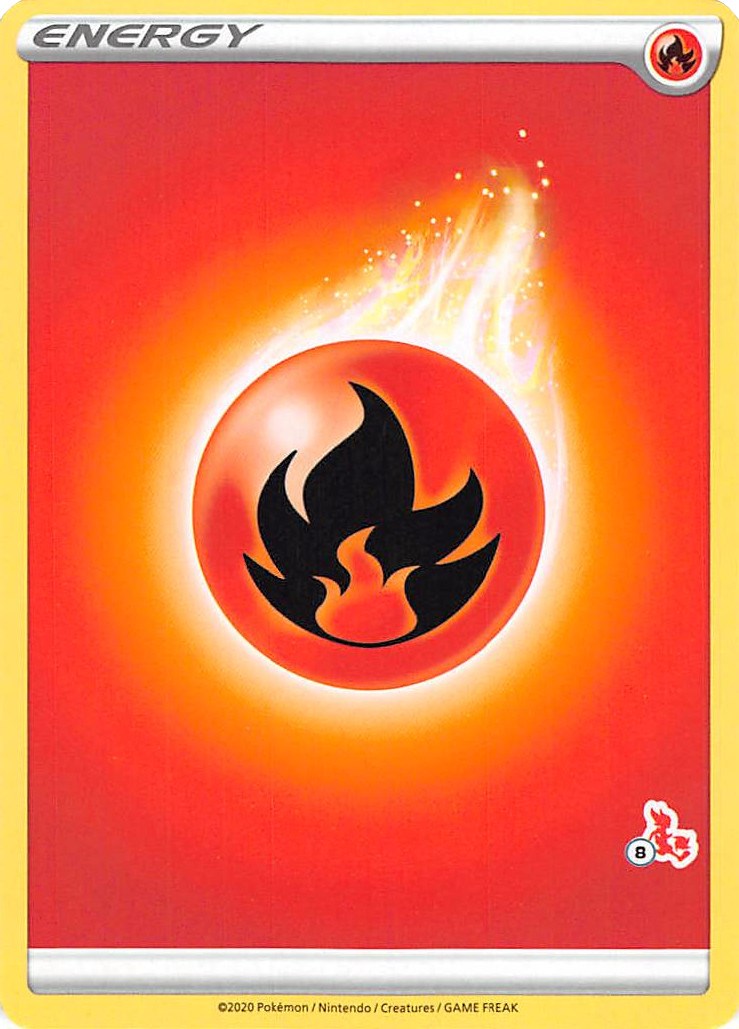 Fire Energy (#8 Cinderace Stamped) card artwork