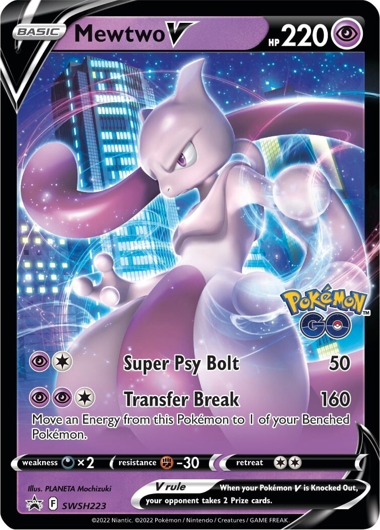 Mewtwo V SWSH223 Ultra Rare Promo Pokemon Go Sword & Shield NM 2022