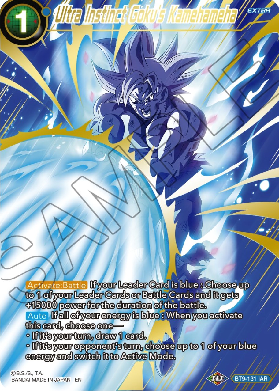 When this card first came out I thought that the MUI Goku in the back was  holding UI Gokus Kamehameha like some sort of Double Goku Kamehameha in the  same style as