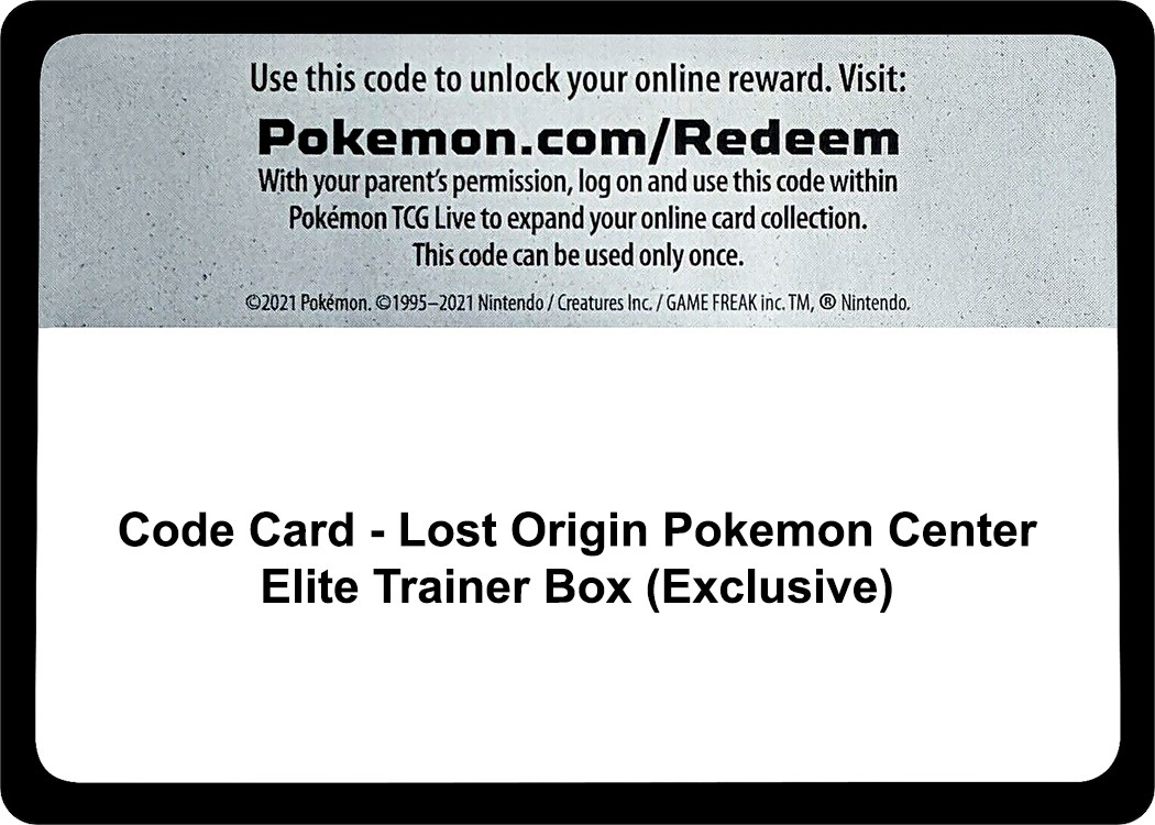 Lost Origin Pokemon Center Elite Trainer Box - TCG Code