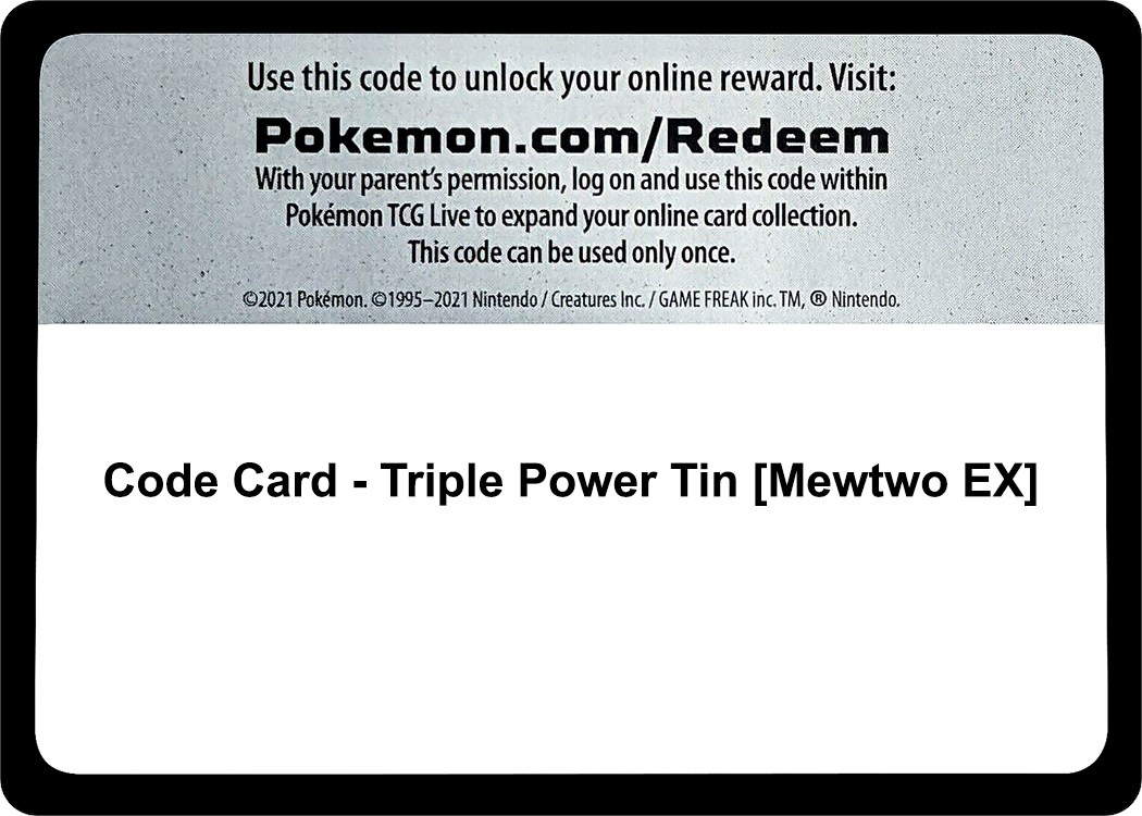 Code Card - Triple Power Tin [Mewtwo EX] - XY - BREAKpoint - Pokemon