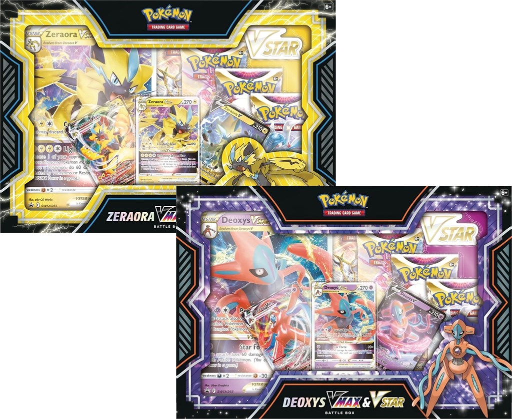 BOX POKÉMON COLEÇÃO DE BATALHA ZERAORA VMAX E V-ASTRO OU DEOXYS