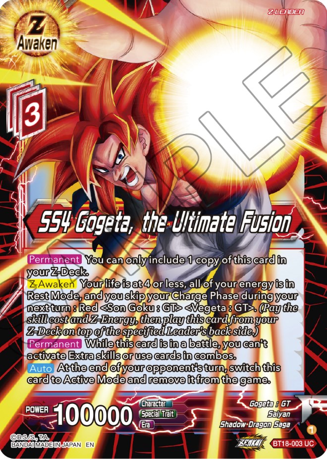 SS4 Gogeta, the Ultimate Fusion - Dawn of the Z-Legends - Dragon Ball Super  CCG