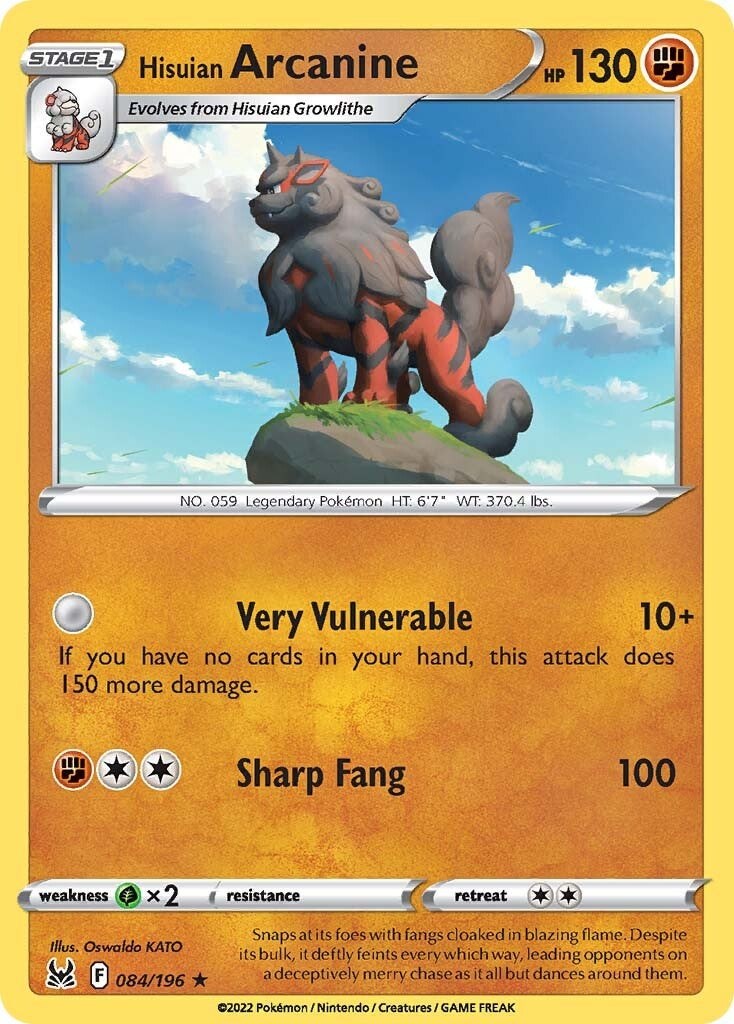 Hisuian Arcanine SWSH11 Lost Origin Pokemon