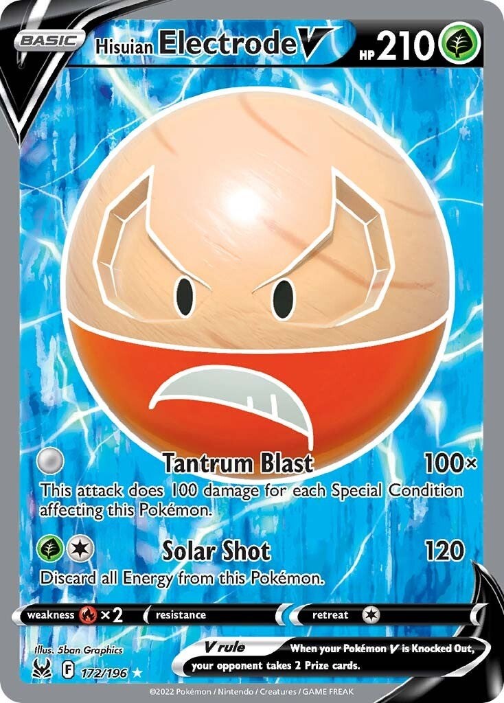 Hisuian Electrode V Full Art Swsh Lost Origin Pokemon