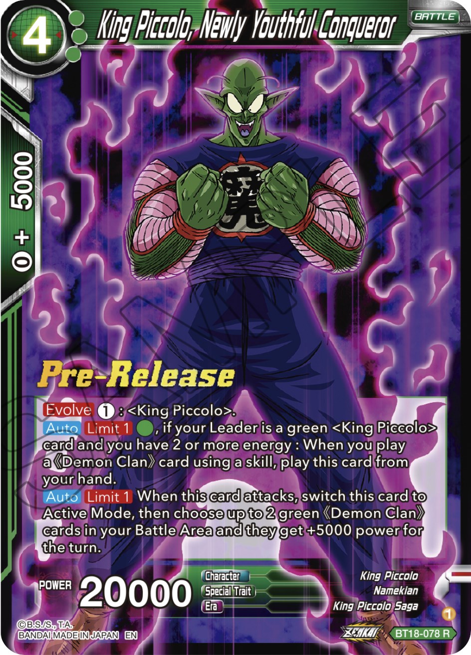 King Piccolo, Newly Youthful Conqueror - Dawn of the Z-Legends Pre ...