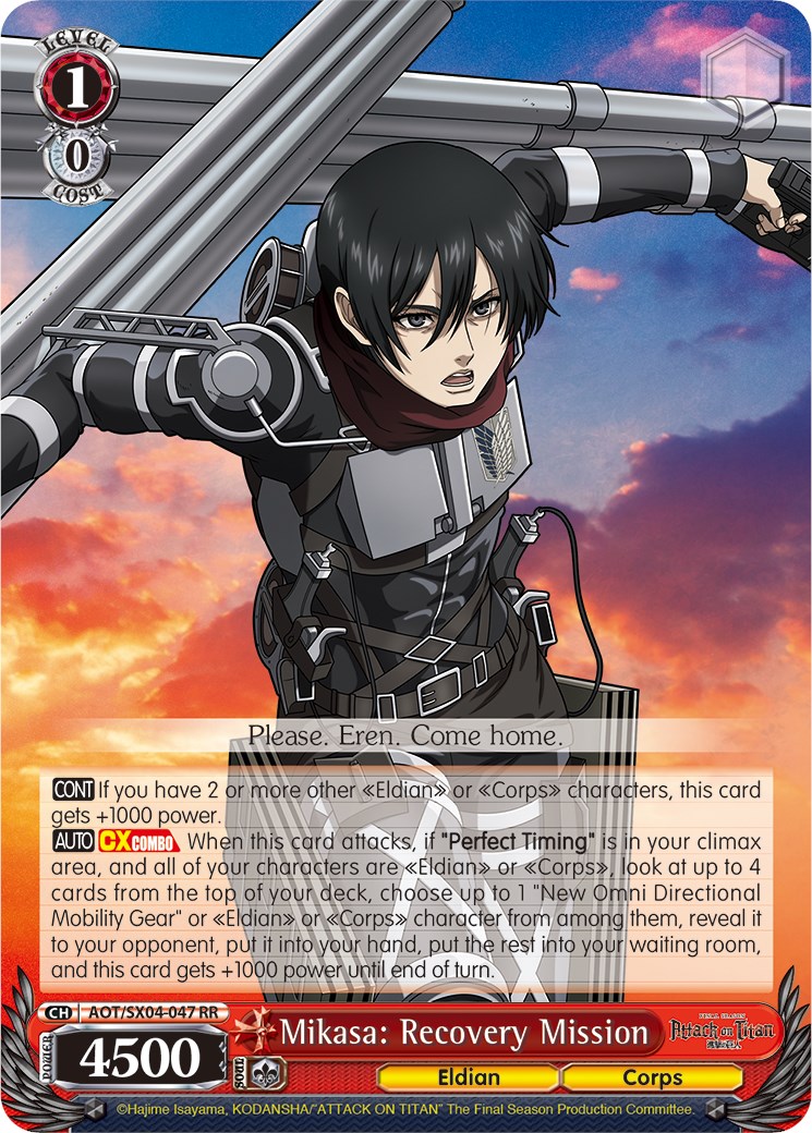 Mikasa: Recovery Mission - Attack On Titan: Final Season - Weiss Schwarz