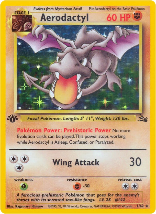 Aerodactyl 16/62 Non-Holo Rare Fossil Set Pokemon Card Near Mint