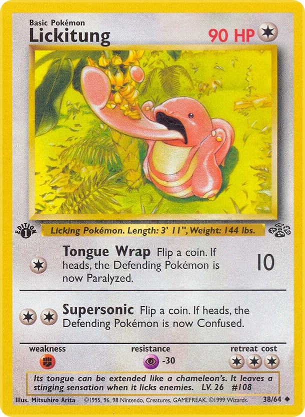 Pokemon Card Rare Lickitung Jungle Base Pack 1990s New Collectable Gift 