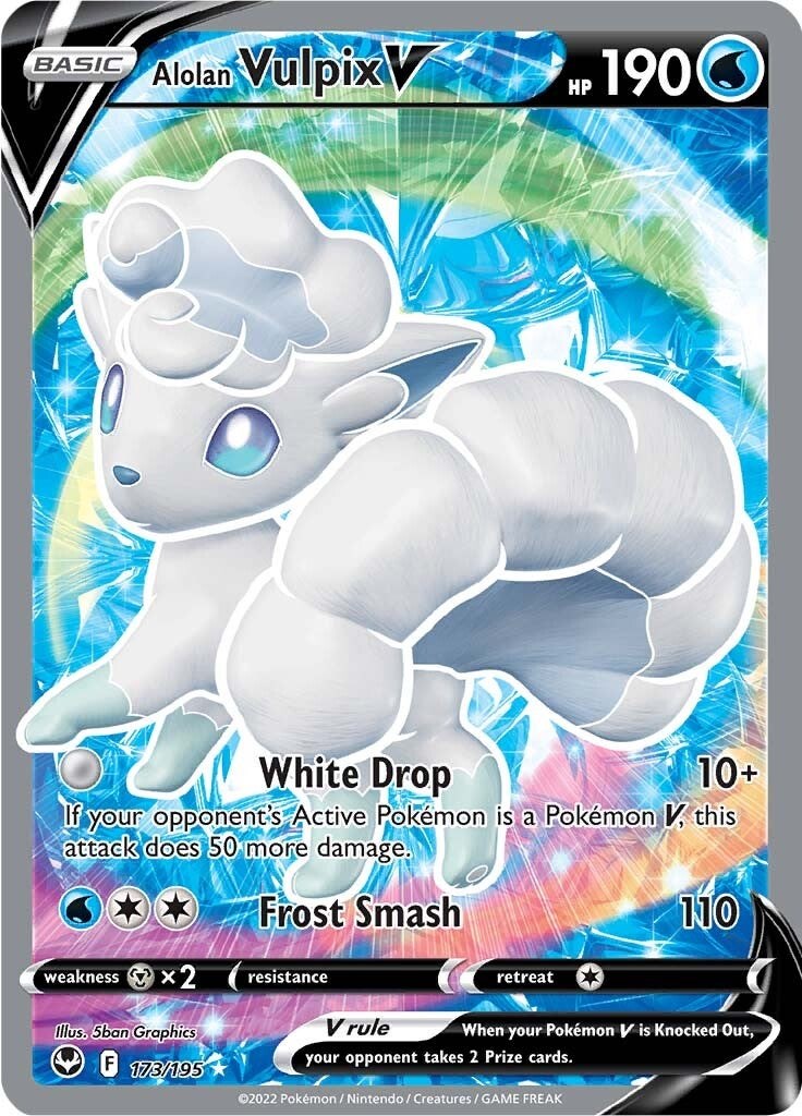 Alolan Vulpix V Full Art SWSH12 Silver Tempest Pokemon Alolan Vulpix V Full Art SWSH12 Silver Tempest Pokemon