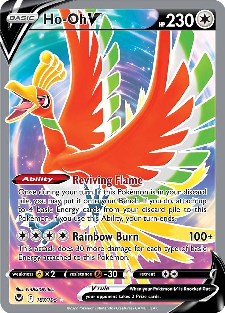 Ho-Oh V 140/195 Full Art NM/M Silver Tempest Pokemon Card