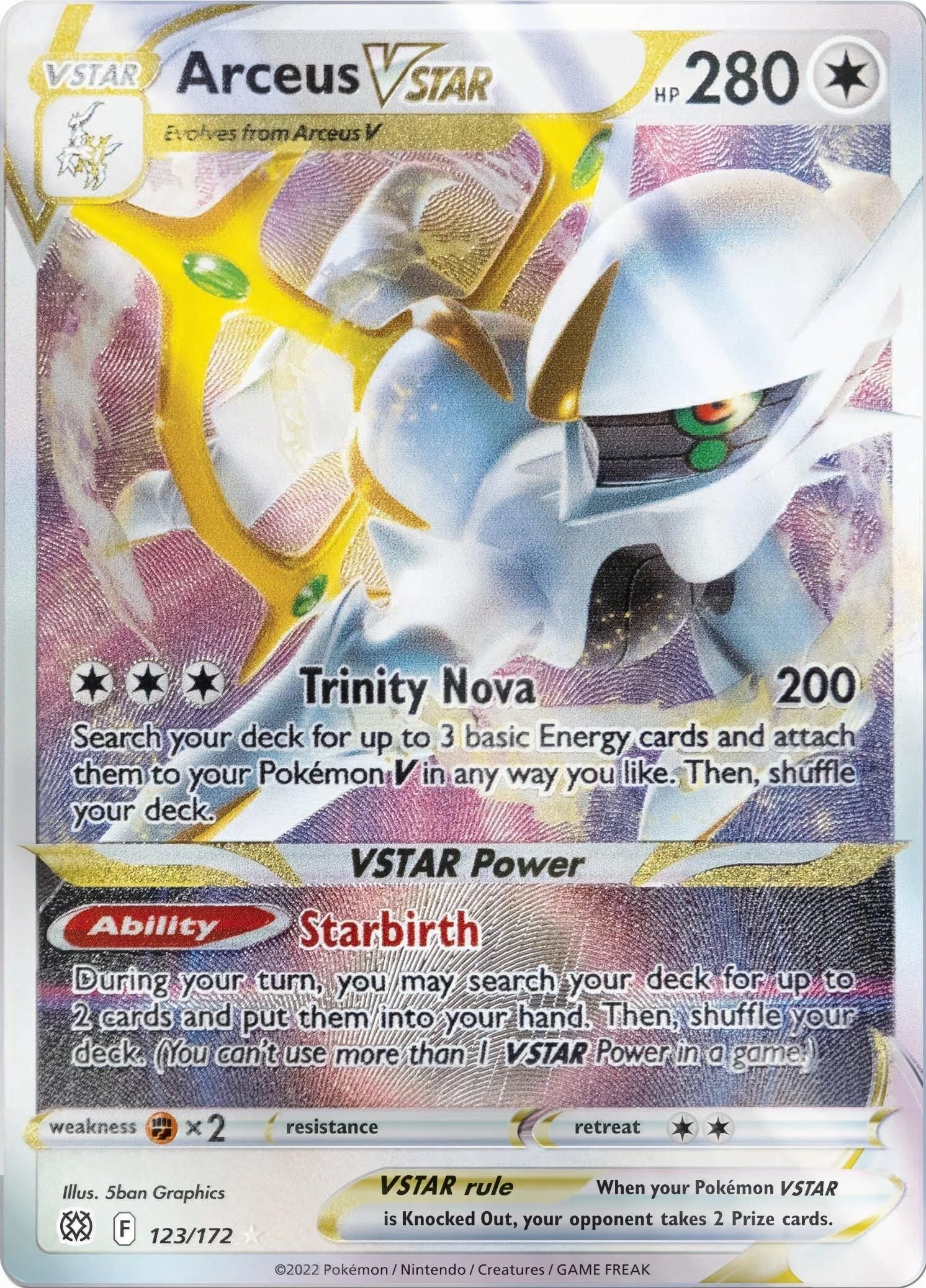 Golden Arceus Pokemon Card, Arceus Pokemon Card V Star