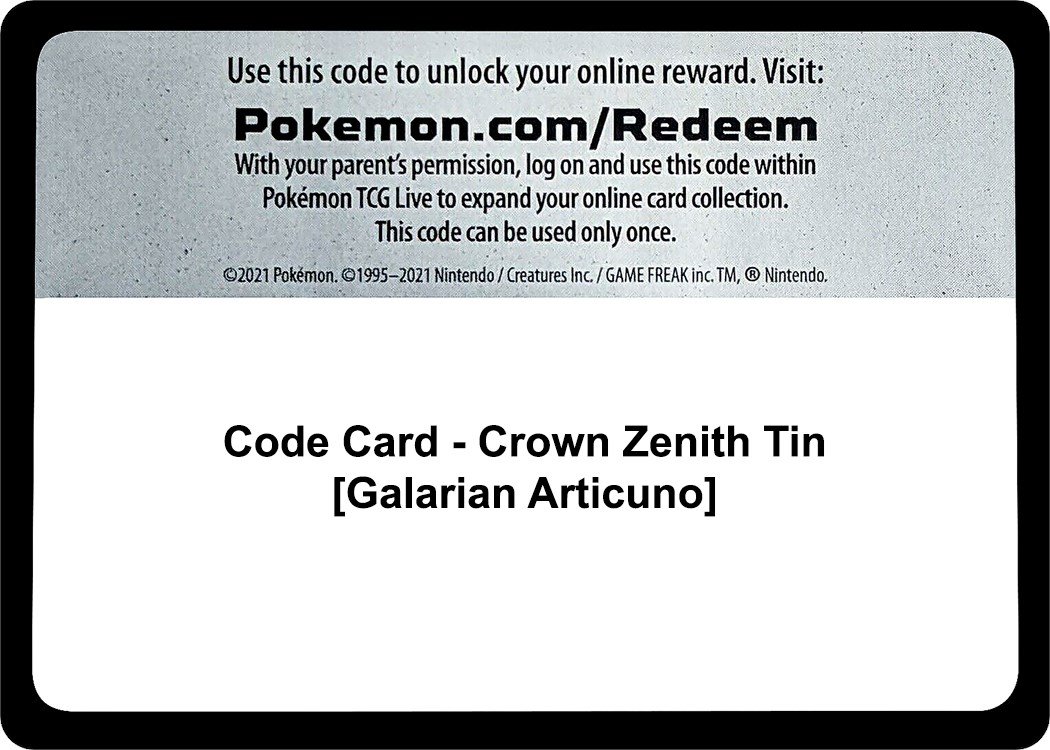 Pokemon: Crown Zenith Collection Tin - Galarian Articuno