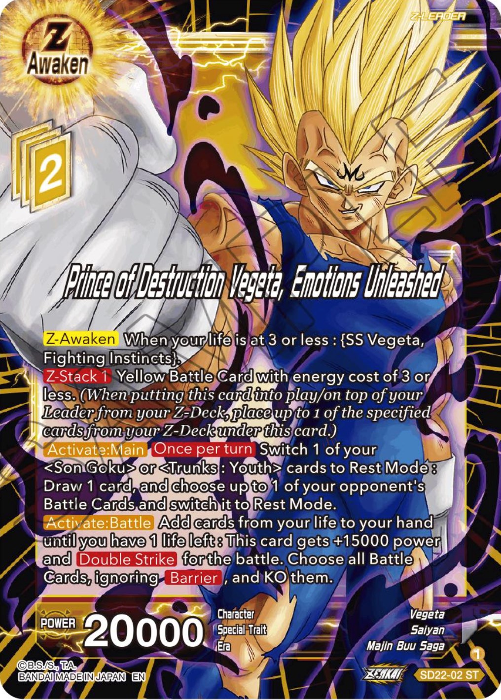 Prince of Destruction Vegeta, Emotions Unleashed - Power Absorbed 