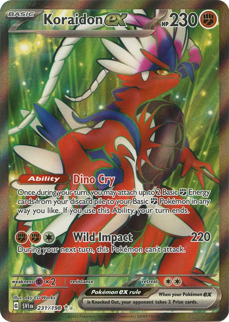Carta 247/198 TCG Original Copag Pokémon Card Koraidon EX Full Art  Brilhante Foil Holográfico Texturizada