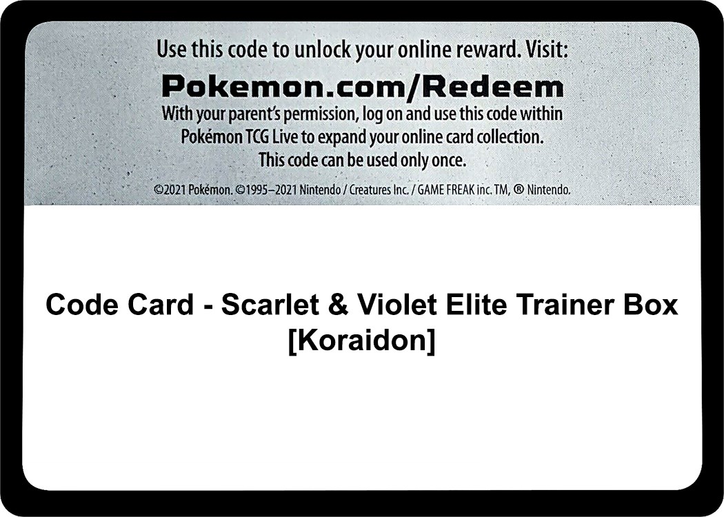Scarlet & Violet Elite Trainer Box Koraidon - TCG Live Codes