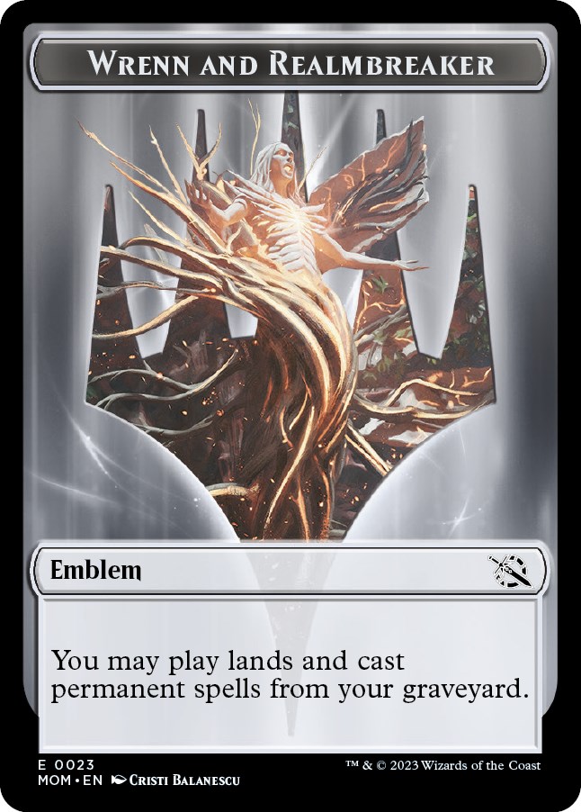 Emblem Wrenn and Realmbreaker March of the Machine Magic The Gathering