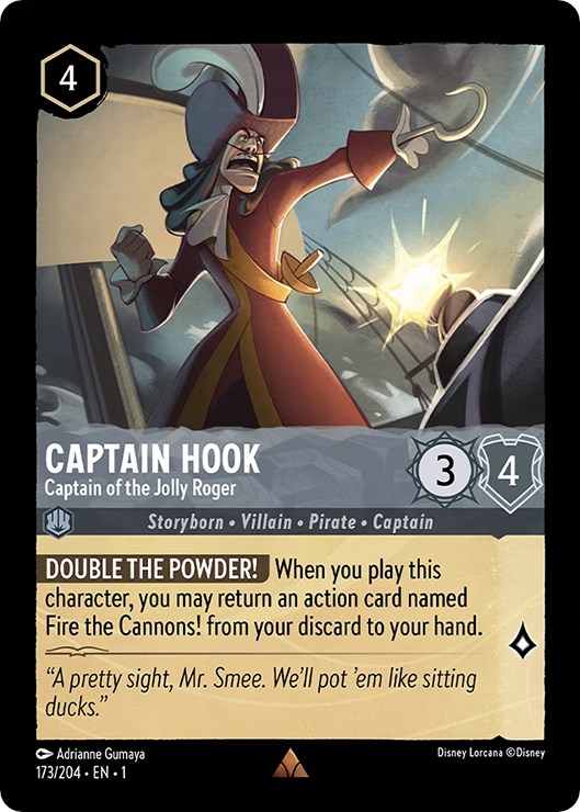 Disney Lorcana TCG The First Chapter Captain Hook deck card